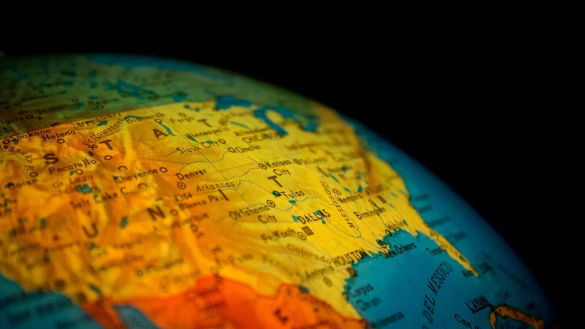 A close-up view of the western United States, with the states of California, Arizona, Nevada, Utah, Colorado, New Mexico, Texas, and parts of Oregon, Washington, and Idaho visible.